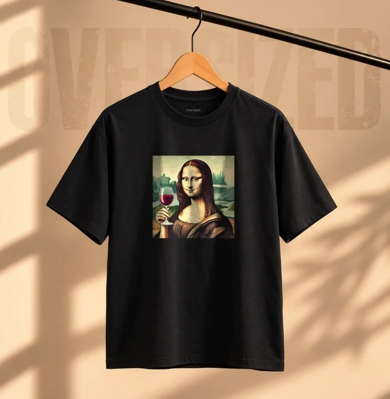 Camiseta Monalisa Wine Lover - Camiseta Oversized