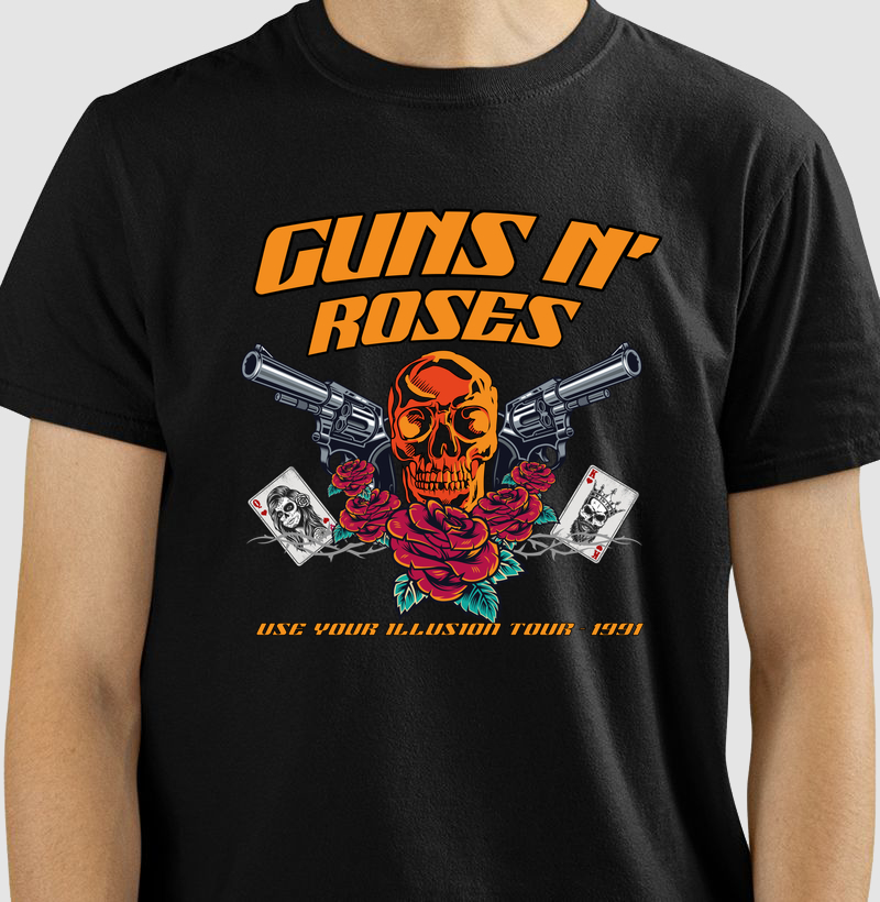 CAMISETA COM ESTAMPA GUNS N' ROSES USE YOUR ILLUSION TOUR