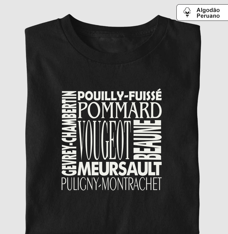 Wine Origins - AOC Bourgogne - Camiseta Algodão Peruano