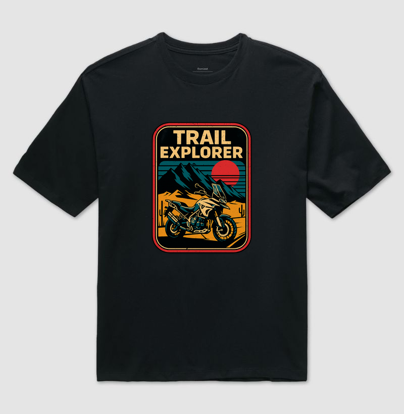 Camiseta Trail Explorer - Moto Aventura e Natureza Retrô