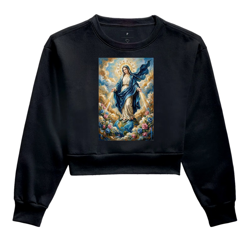 Nossa Senhora das Graças - Medalha Milagrosa Arte Sacra - Cropped Moletom