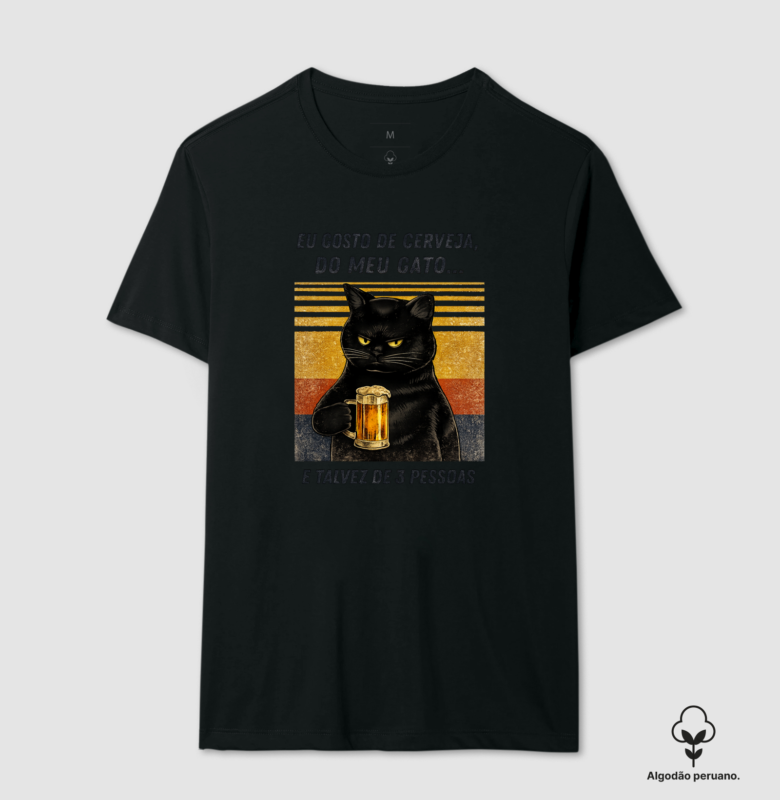 Camiseta Cerveja, Gato e 3 Amigos