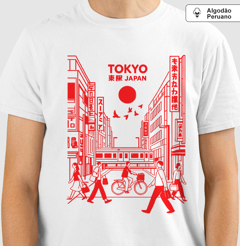 Camiseta Tokyo Japão Algodão Peruano Premium