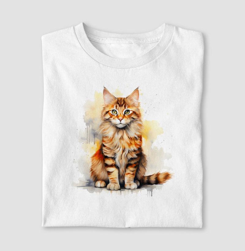 Gato Maine Conn aquarela