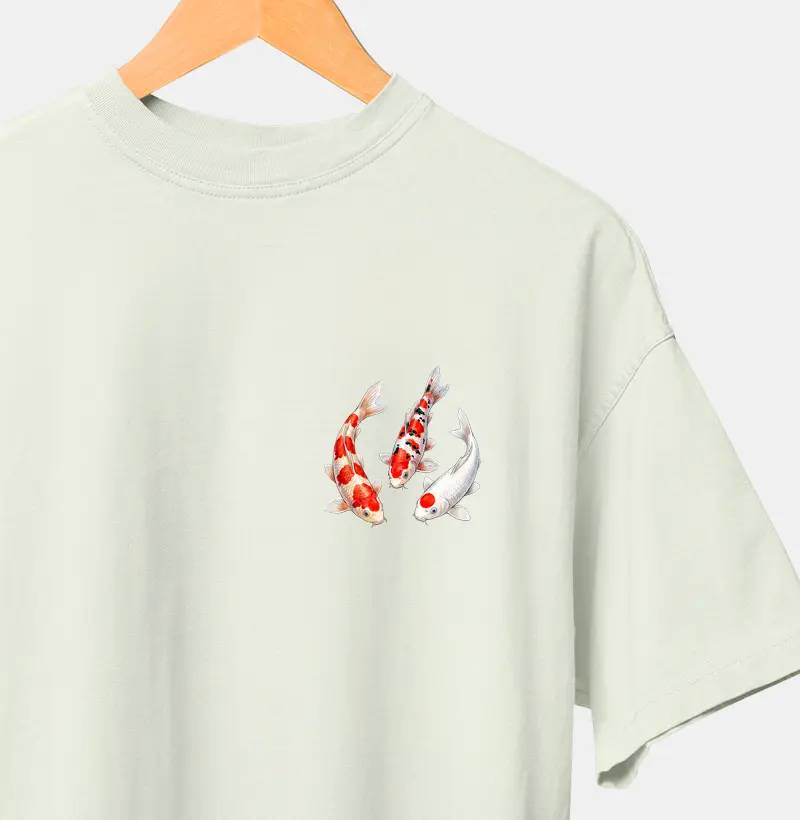 Peixes - Mini - Carpas Nishikigoi - Oversized - Camiseta Oversized