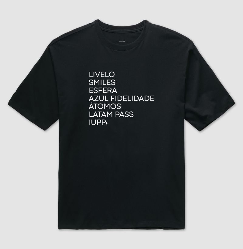 Camiseta Programas de Pontos e Milhas | Livelo, Smiles, Esfera, Azul Fidelidade, LATAM Pass e Iupp | Colecao Viciados em Viagem