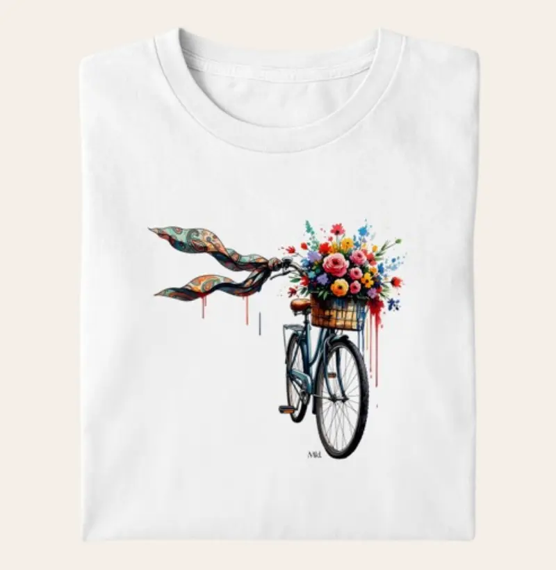 Camiseta Algodão Premium - Passeio Florido