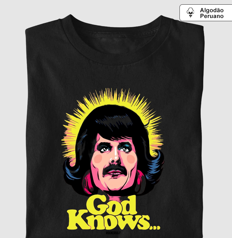 Camiseta Algodão Peruano Queen Freddy God Knows