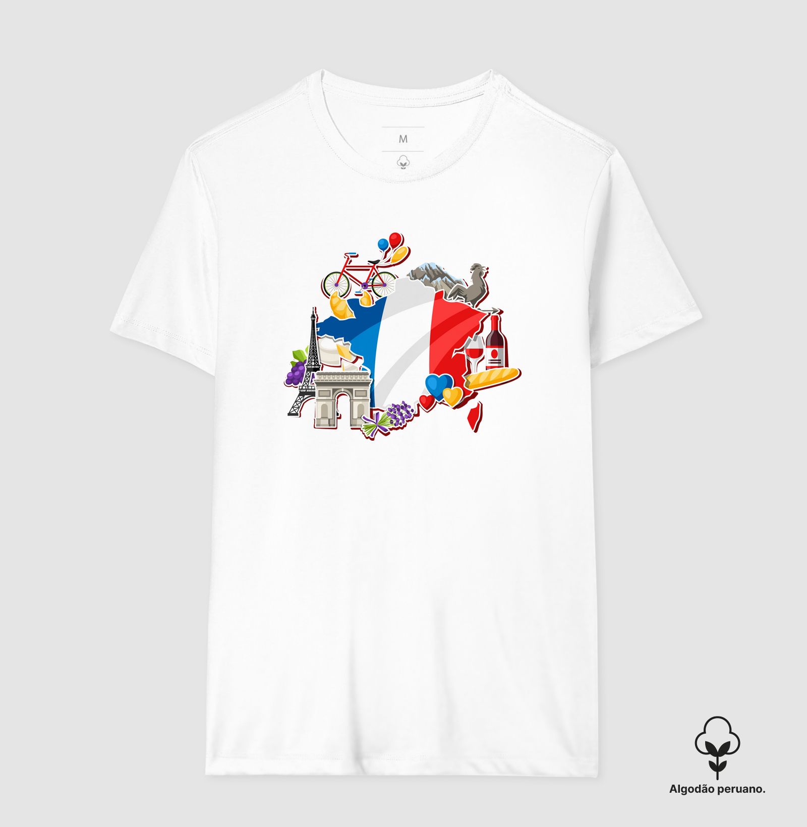 Camiseta Viagem - Mapa França e Monumentos Paris