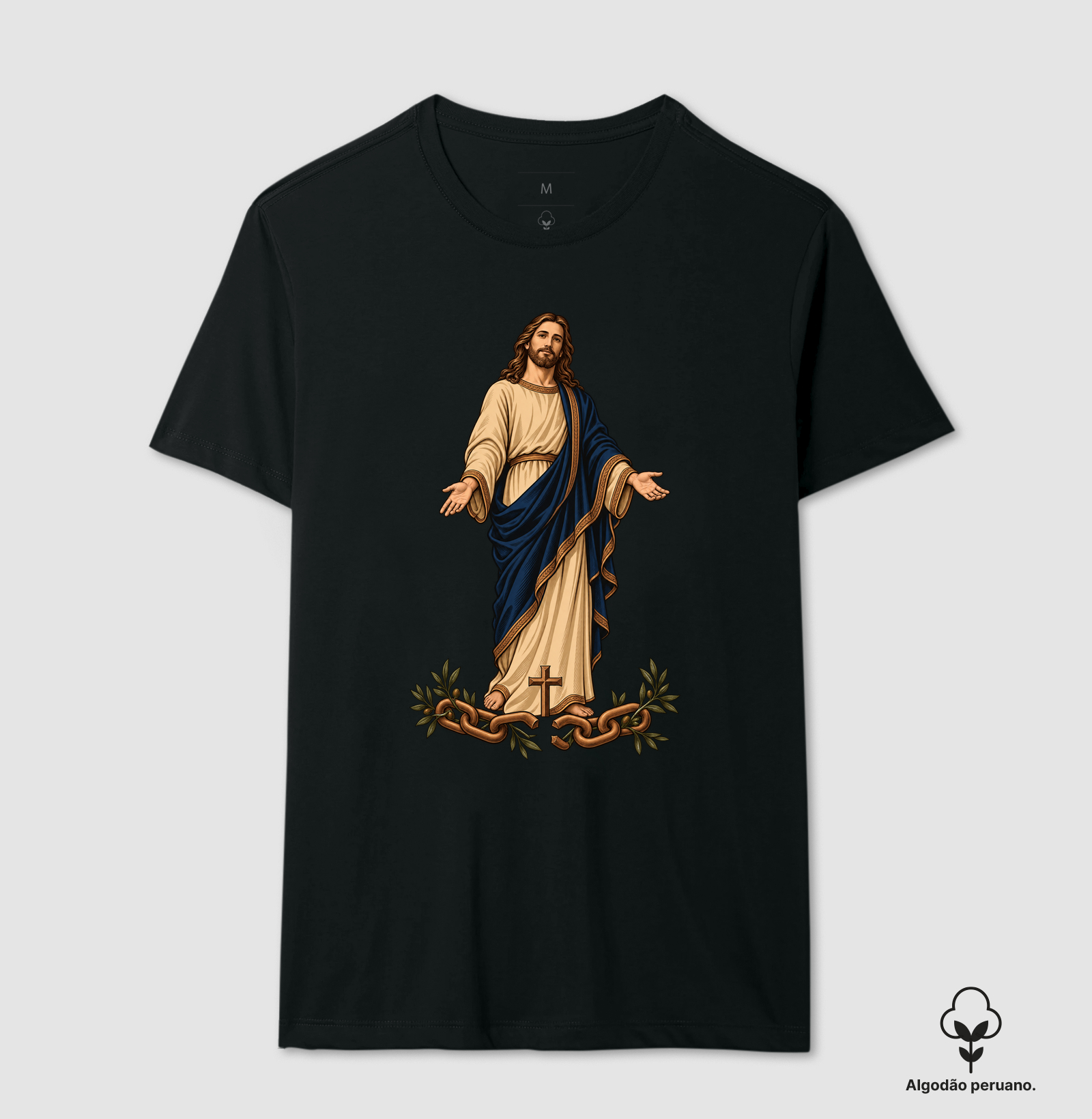 Cristo Libertador - Cristo Vivo - Camiseta Algodão Peruano