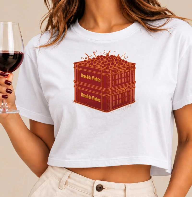 Camiseta Cropped Brasil de Vinhos - Caixa - Cropped
