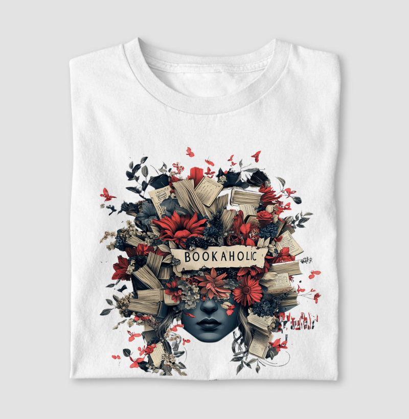 BOOKAHOLIC – CAMISETA MULHER FLORAL
