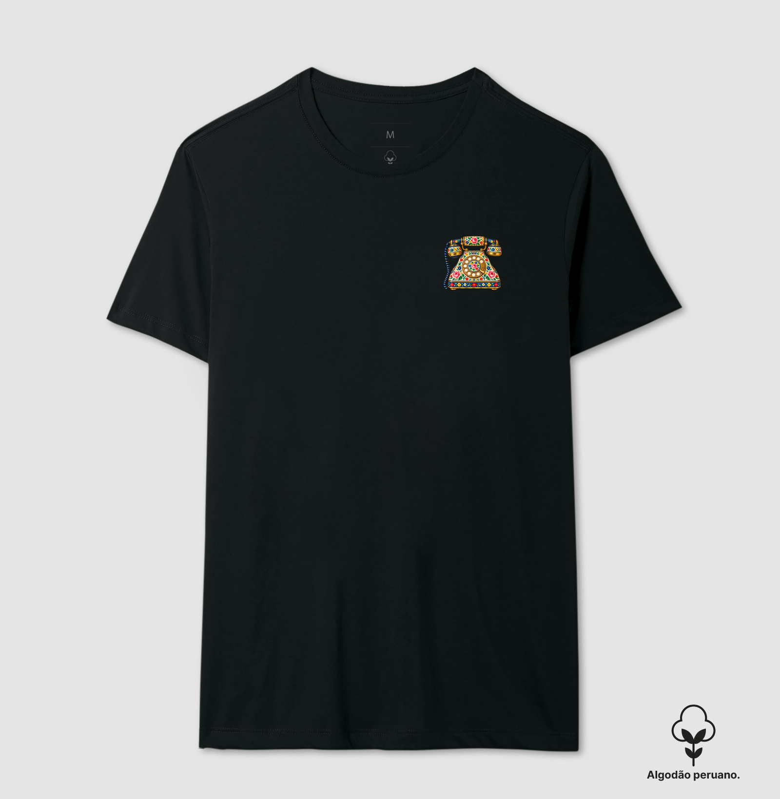 TELEFONE FLORAL VINTAGE - Camiseta Algodão Peruano