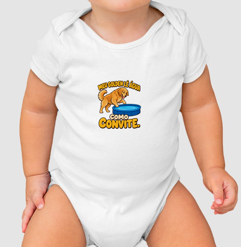 Meu Golden lê água como convite. - Body Infantil