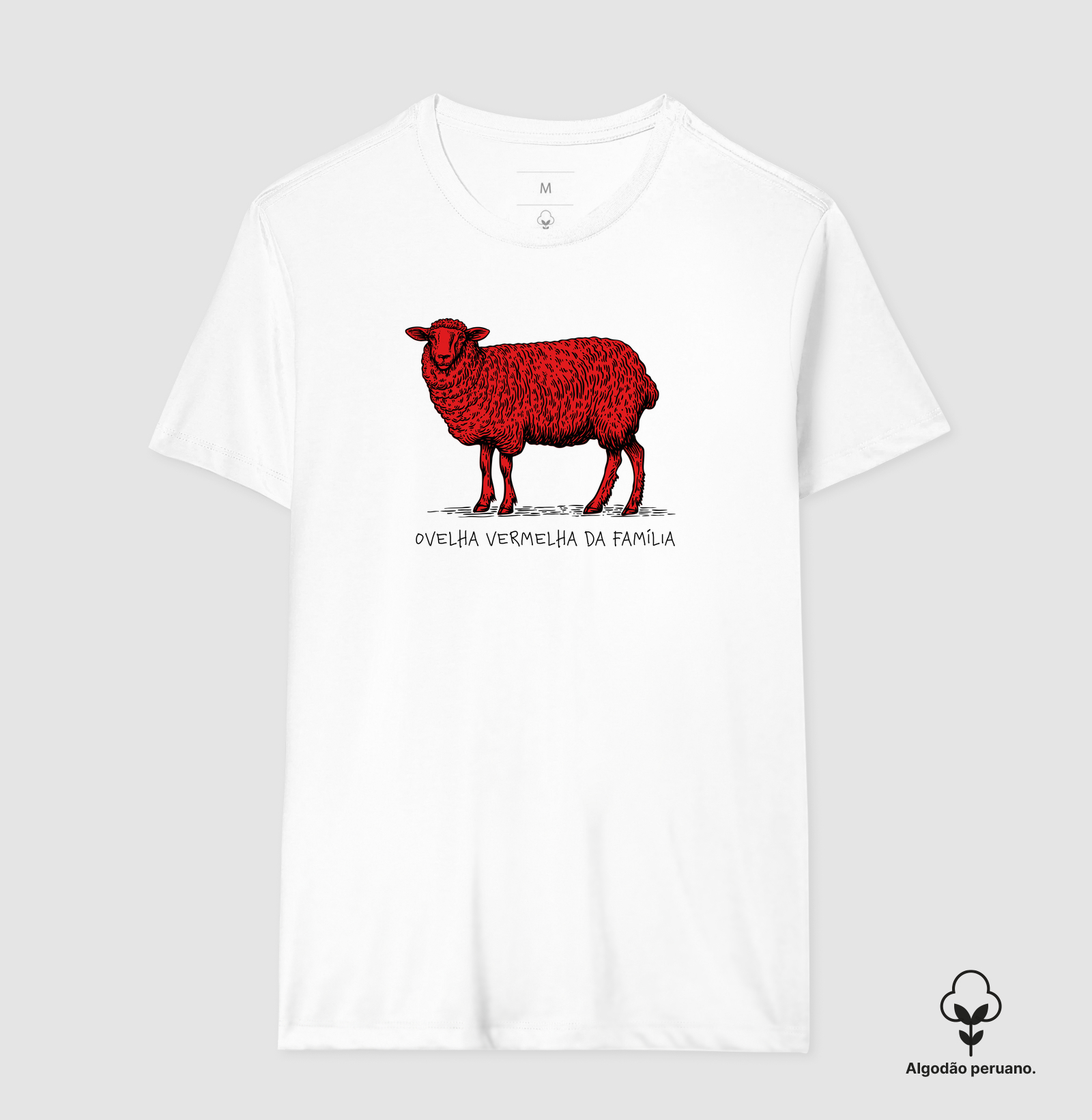 Ovelha Vermelha da Família - Camiseta Algodão Peruano