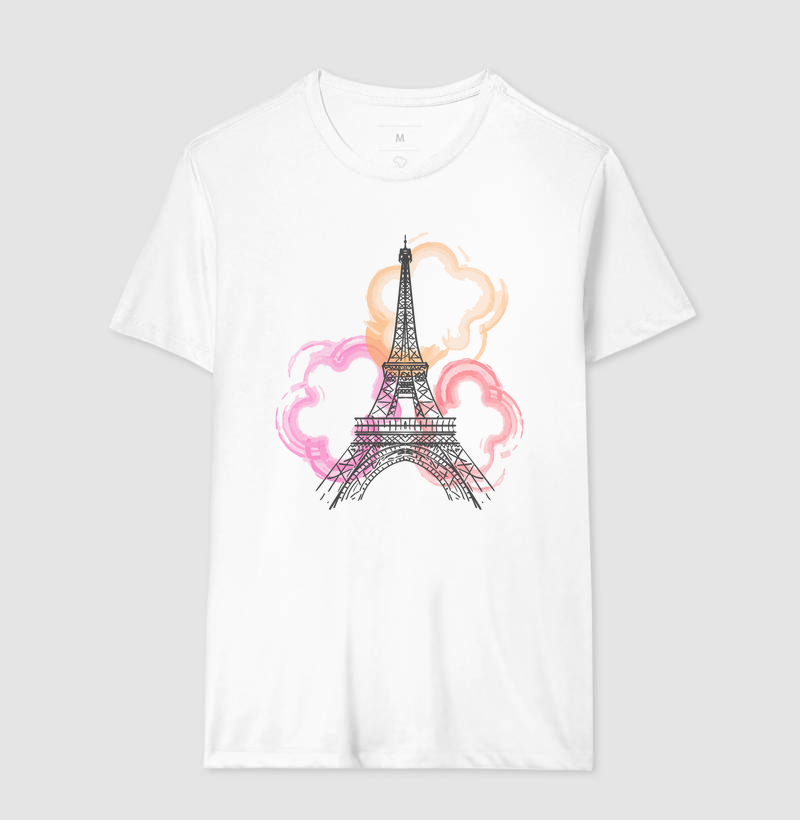 Camiseta Viagem - Torre Eiffel Flores