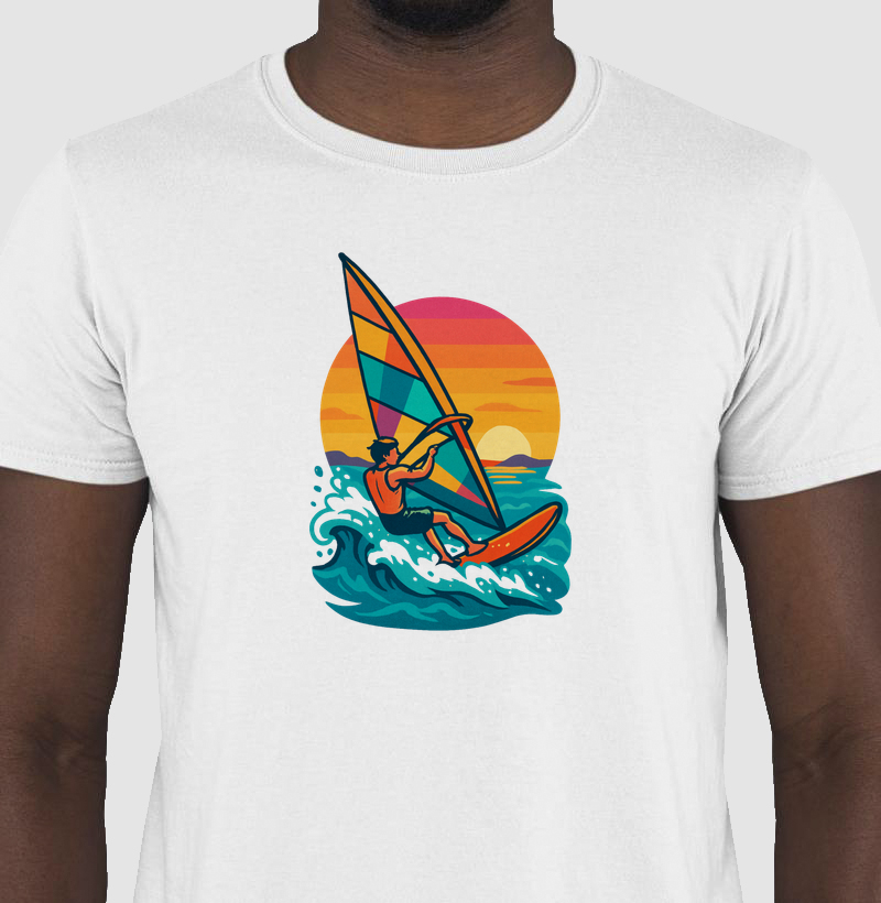 Camiseta Windsurf Golden Sunset — Praia & Orla | Posto80