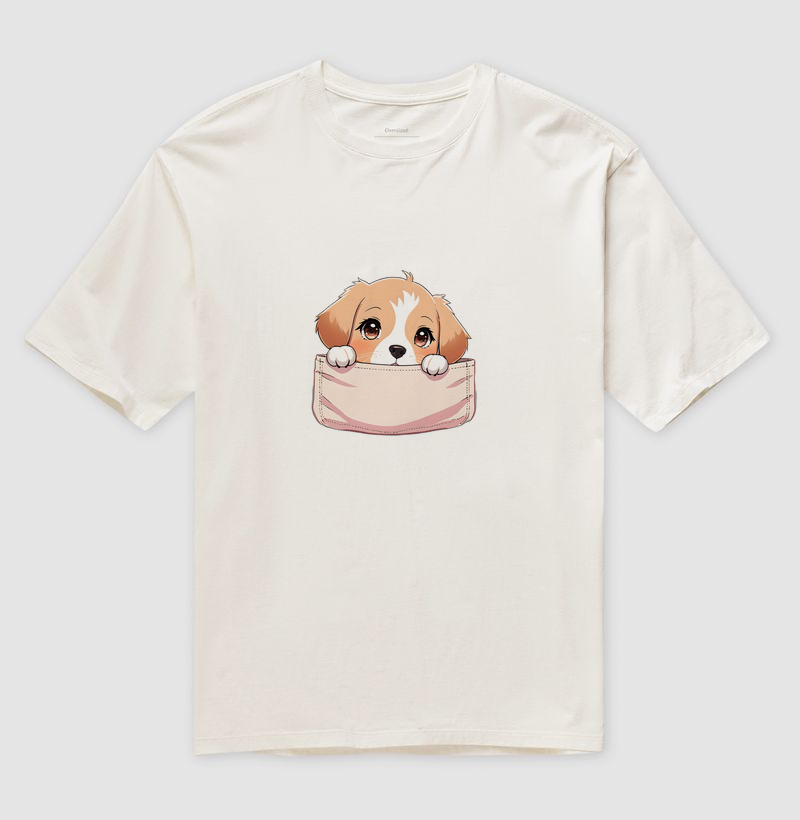 Camiseta Oversized Cachorrinho Curioso