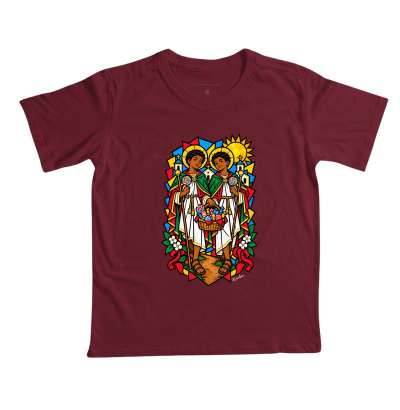 Vitral de Axé - Cosme e Damião - Camiseta Infantil