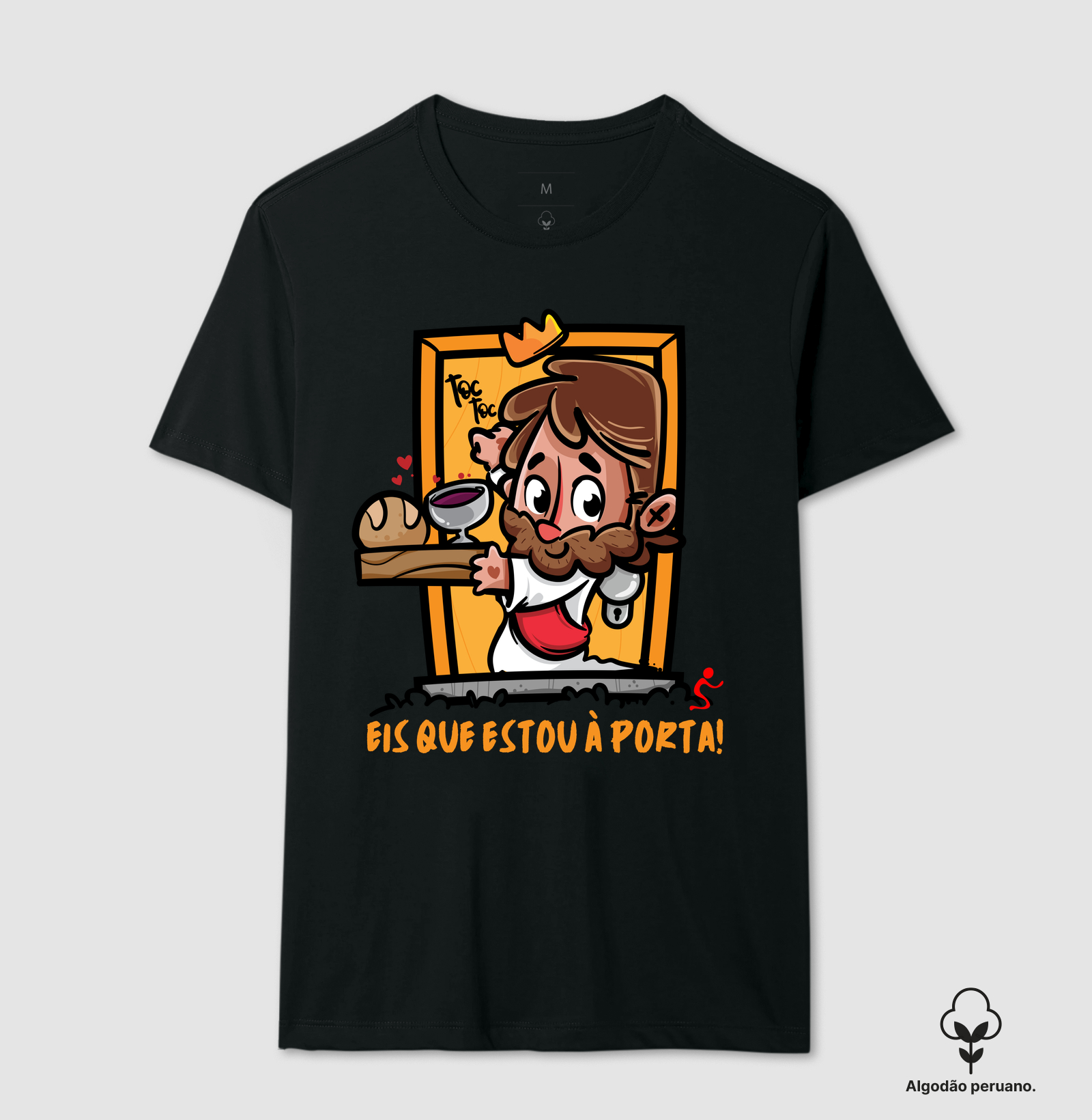 Camiseta Algodão Peruano Cristã Jesus Está à Porta