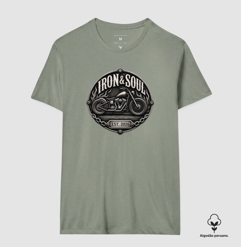 Iron — Iron & Soul — White/Olive Green/Moss Green/Black — Regular — Algodão Peruano