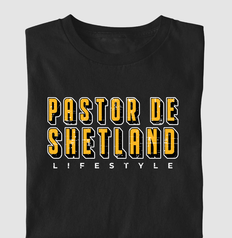 Pastor de Shetland Texto Amarelo