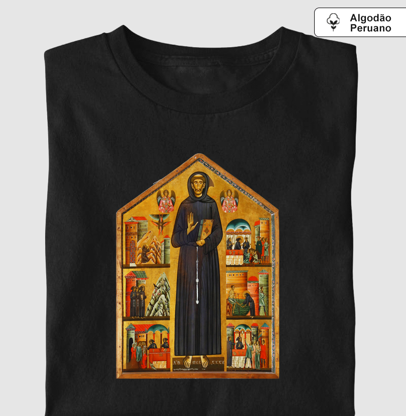 Camiseta São Francisco e cenas da sua vida século XIII