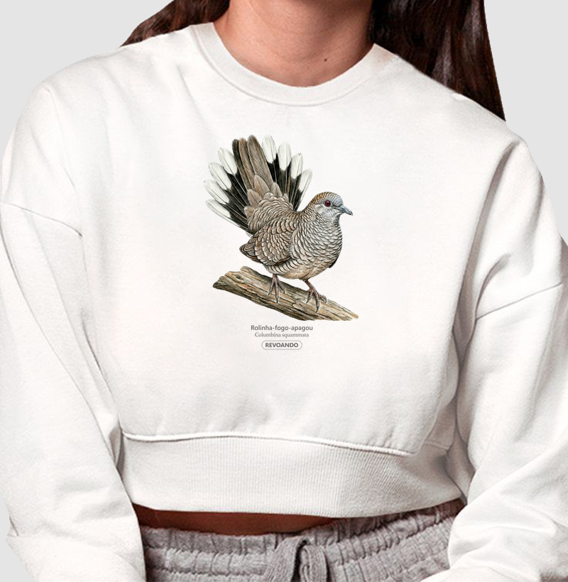 Traços Alados - Rolinha-fogo-apagou - Moletom Cropped