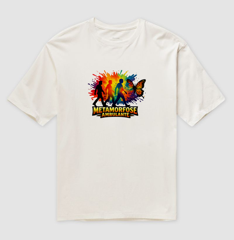 Camiseta Oversized Metamorfose Ambulante. Coleção Música. Unissex. Algodão Premium.