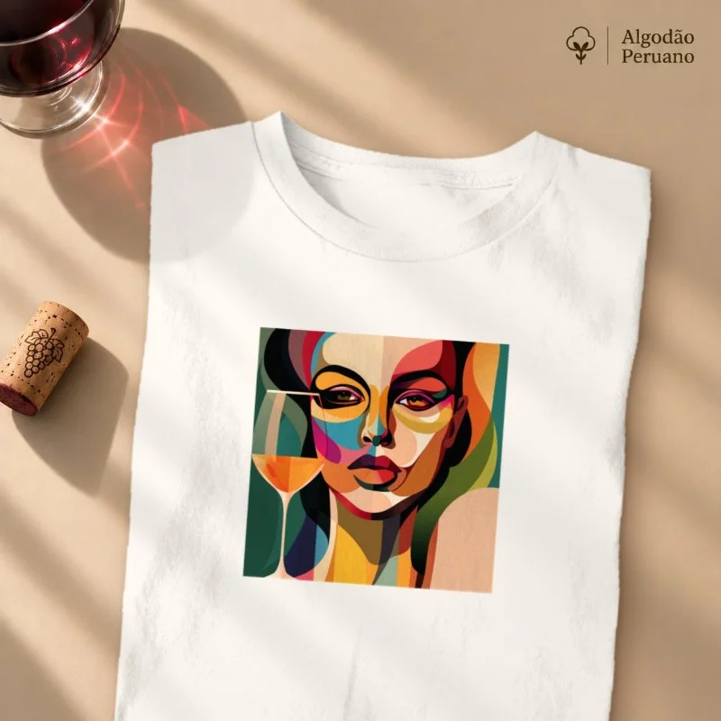Camiseta Arte e Vinho: Retrato Multicolorido