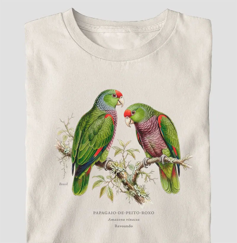 Naturalistas - Papagaio-de-peito-roxo - Oversized - Camiseta Oversized