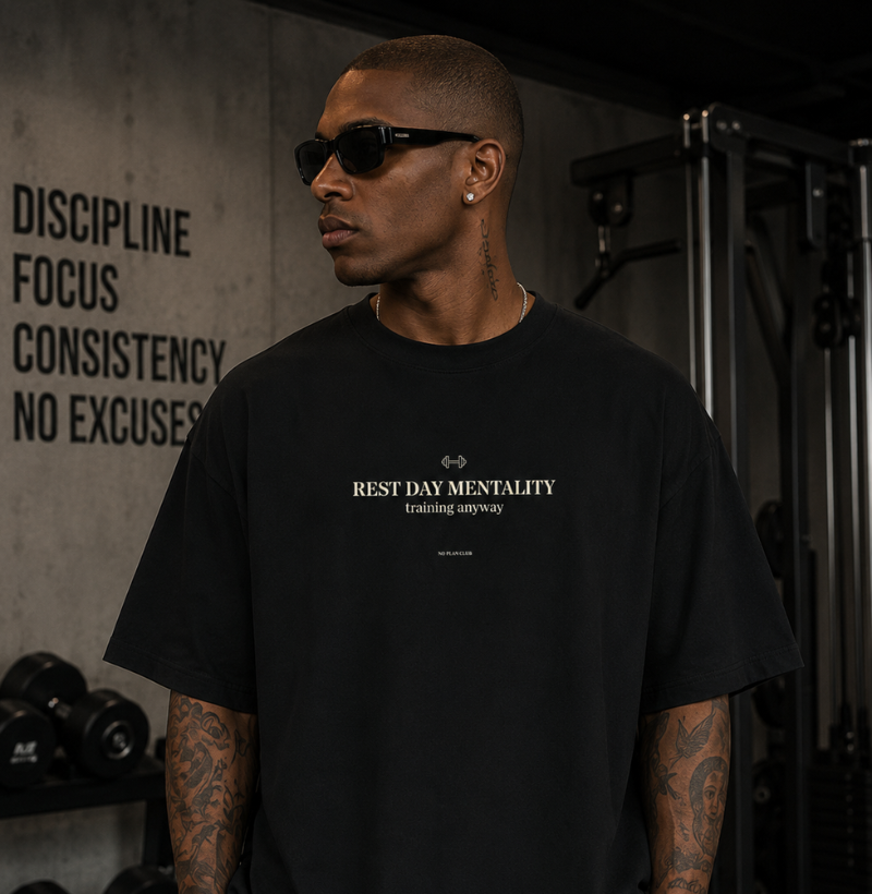 Camiseta Oversized Rest Day Mentality – No Plan Club