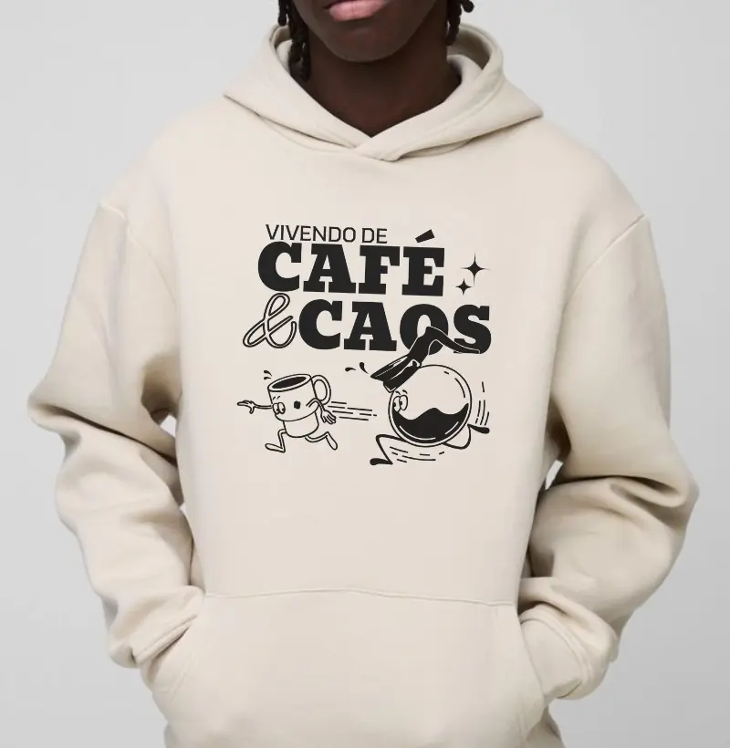 Hoodie Moletom - Vivendo de Café e Caos