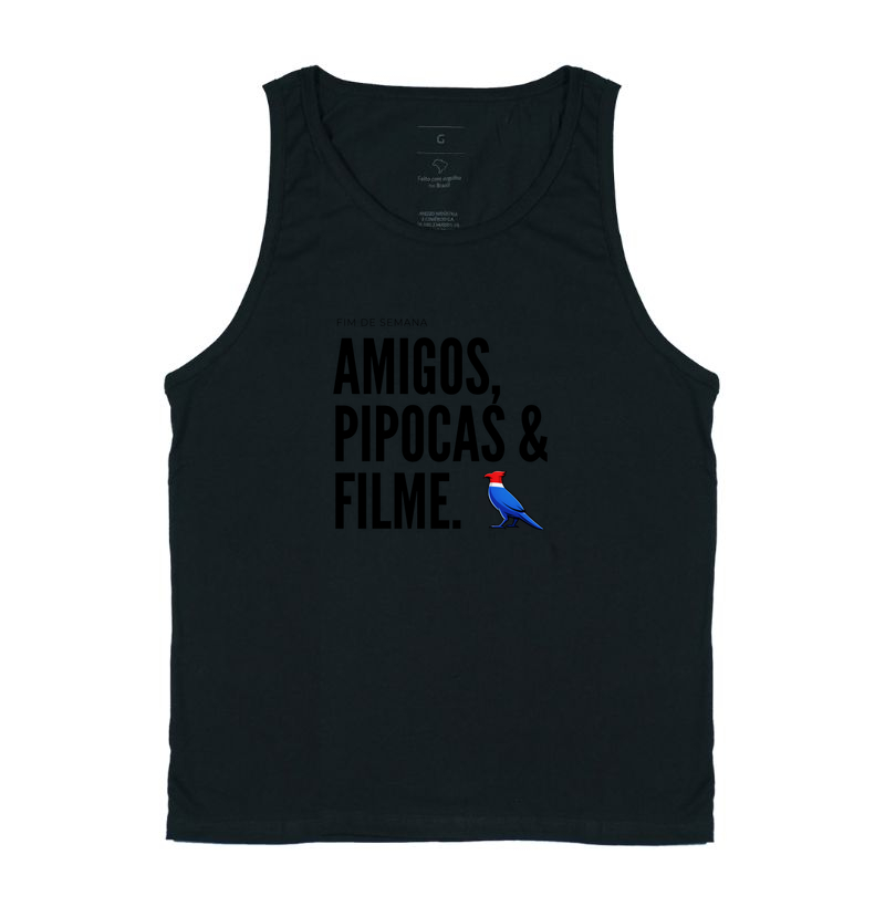 Essa estampa combina com quem tem um estilo urbano e alegre. É uma peça que comunica personalidade e bom humor, ótima para usar em encontros de fim de semana ou para presentear alguém que adora cinema e diversão.
