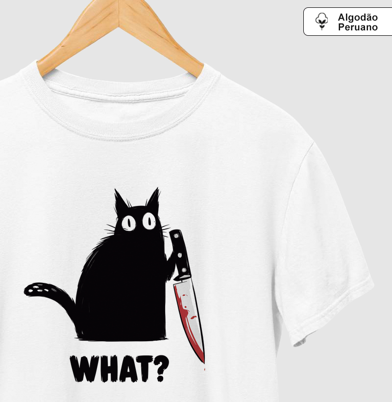 Camiseta Algodão Peruano Gato Surpreso - Camiseta Algodão Peruano