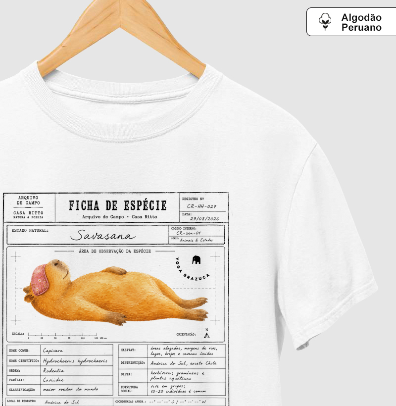 Capivara em Savasana - Camiseta Algodão Peruano