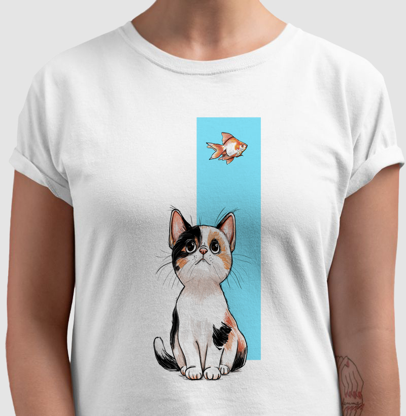 Camiseta Gato de Olho no Peixe