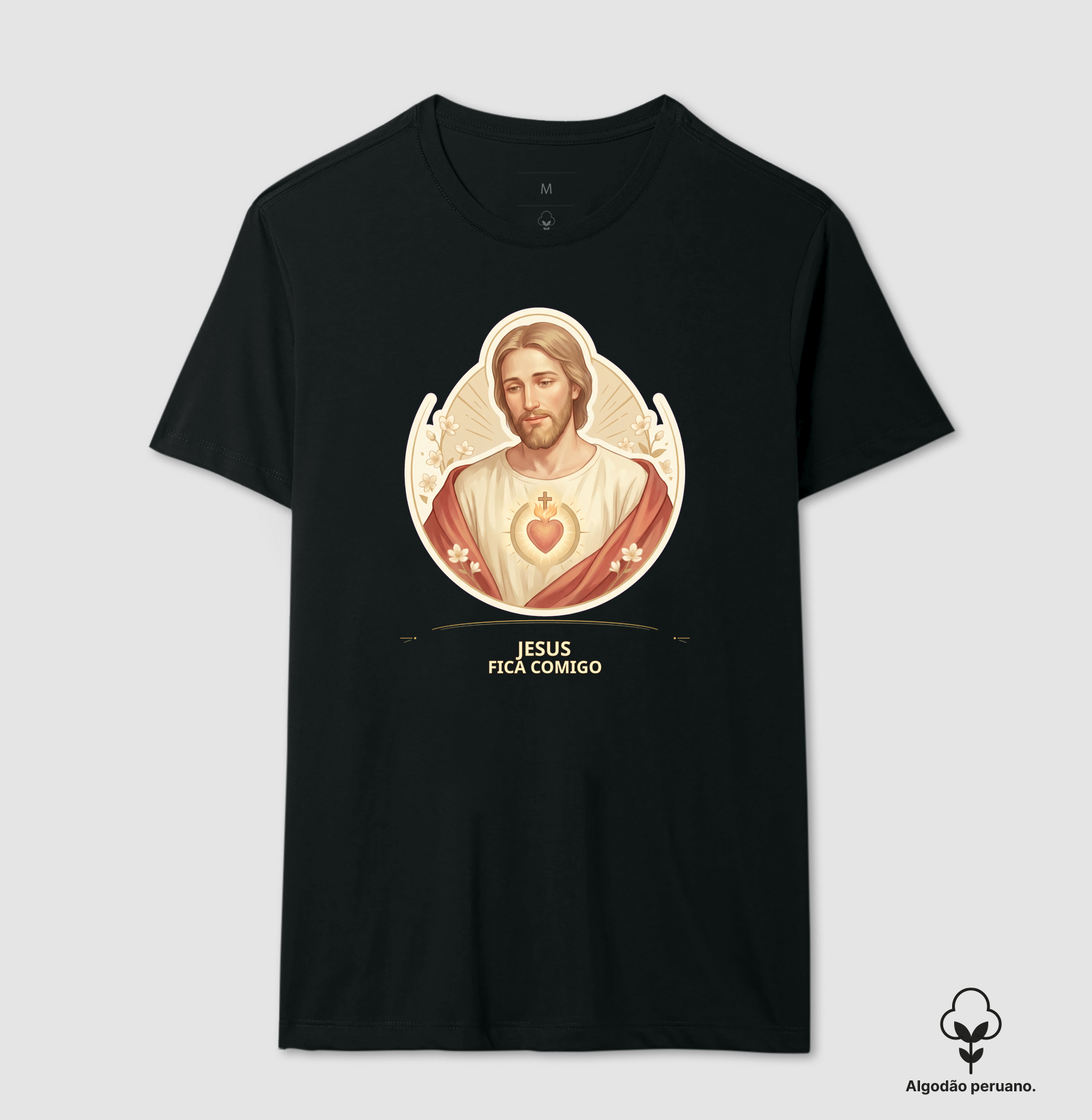 JESUS FICA COMIGO - Camiseta Algodão Peruano