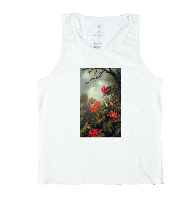 Hummingbird and Passionflowers