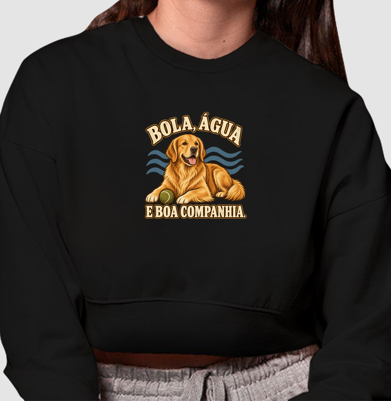 Bola, água e boa companhia. - Cropped Moletom