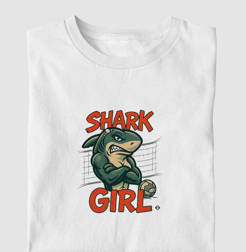 feminina de futevôlei estampa "shark girl" joga bonita