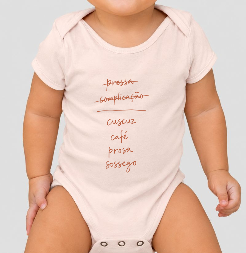 Cuscuz, café, prosa e sossego - Body Infantil