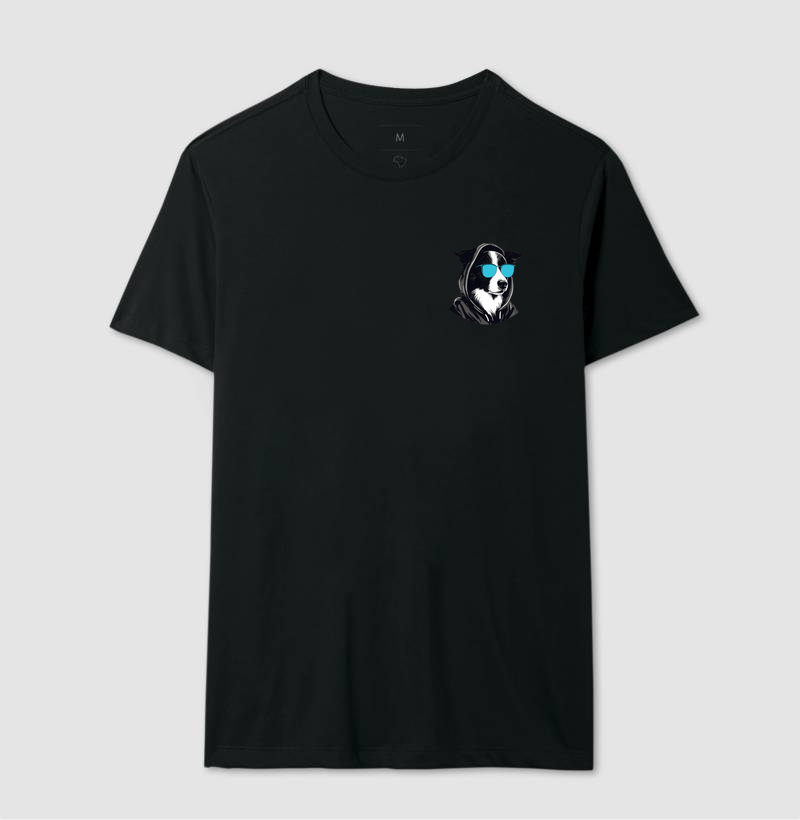 Camiseta Border Collie de Óculos Logo
