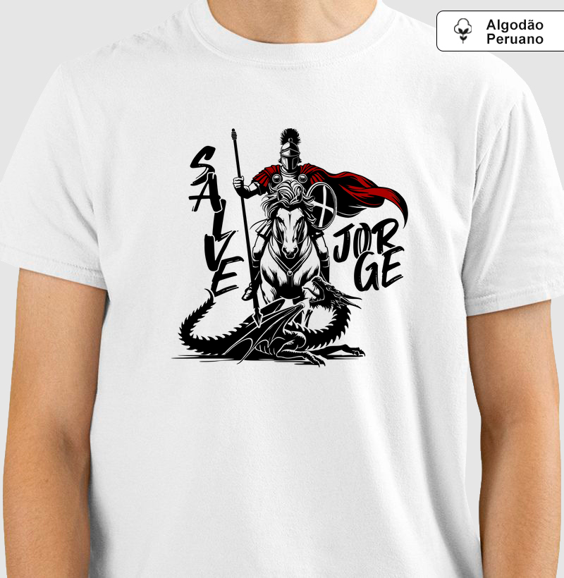 Camiseta umbanda Ogum Salve Jorge - Algodão Peruano