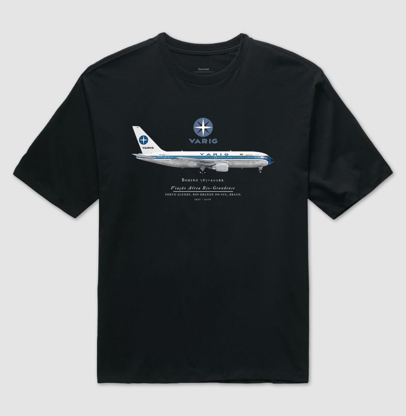 Boeing 767-200ER - Varig - Camiseta Oversized