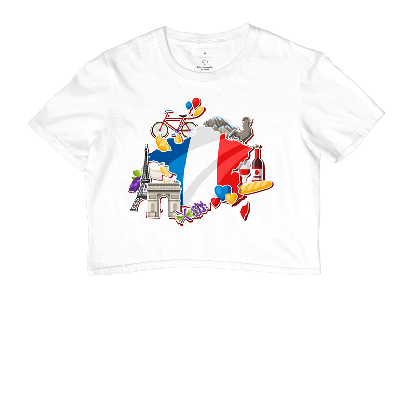 Camiseta Viagem - Mapa França e Monumentos Paris