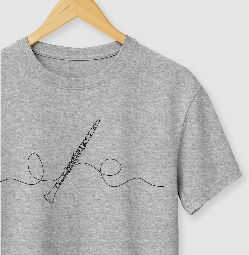 Camiseta Minimalista Clarineta Linha Contínua