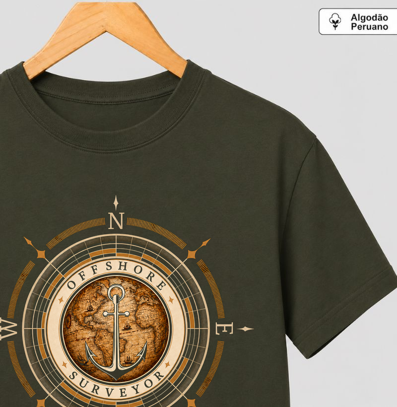 Offshore Surveyor Emblema - Camiseta Algodão Peruano