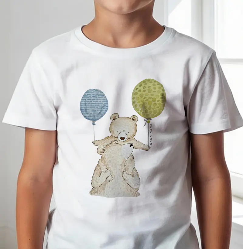 Ursos com balões - azul e verde