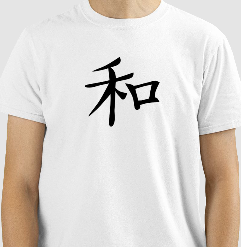 Camiseta motociclista Paz em Kanji